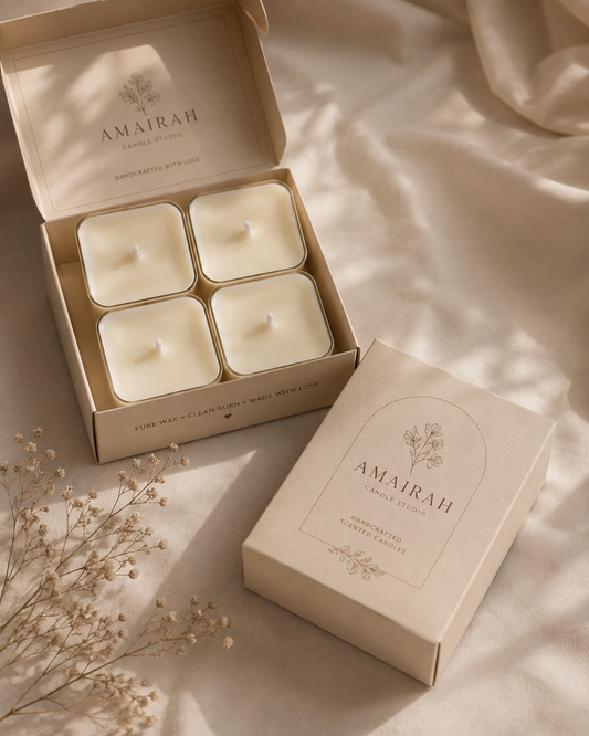 Square tealight candles box of 4