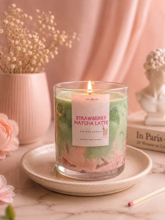 Strawberry matcha latte candle