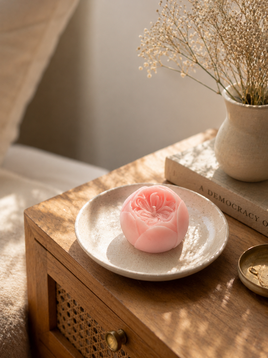 Peony bud flower candle