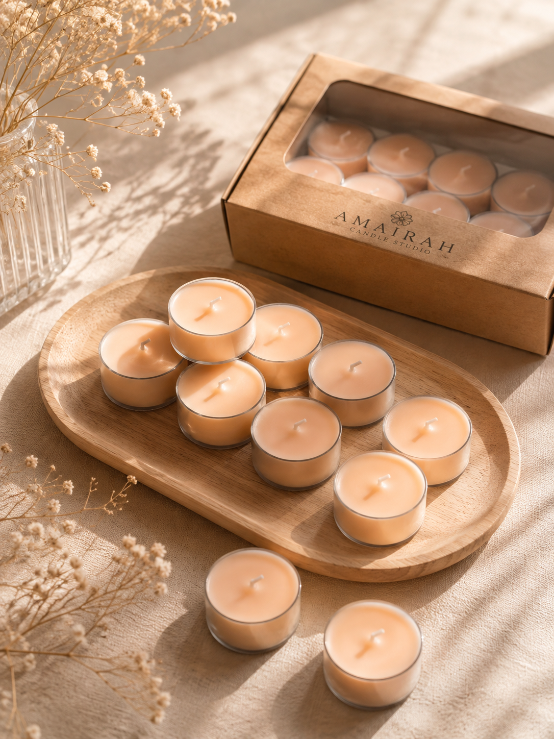 Round tealight candles box of 4