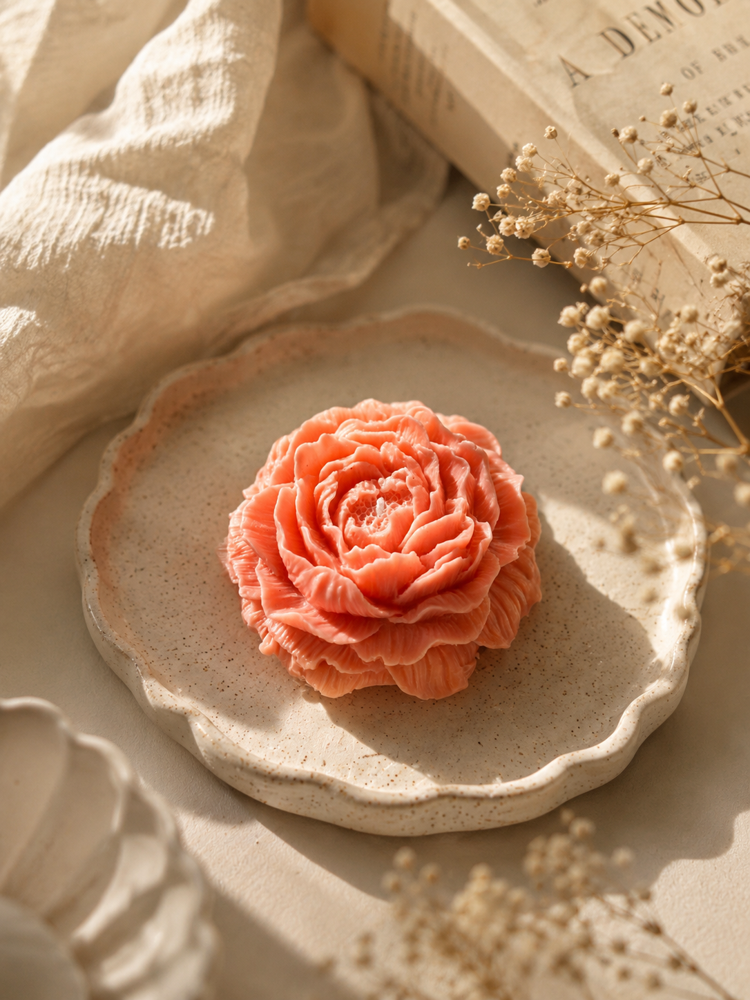 Peony flower candle