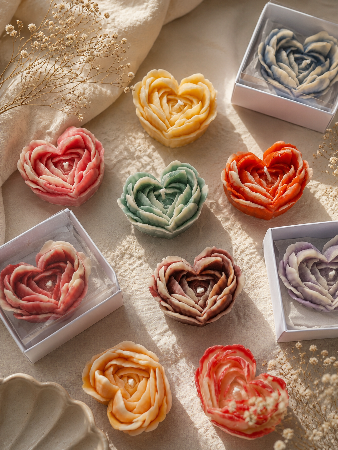 Heart flower candle