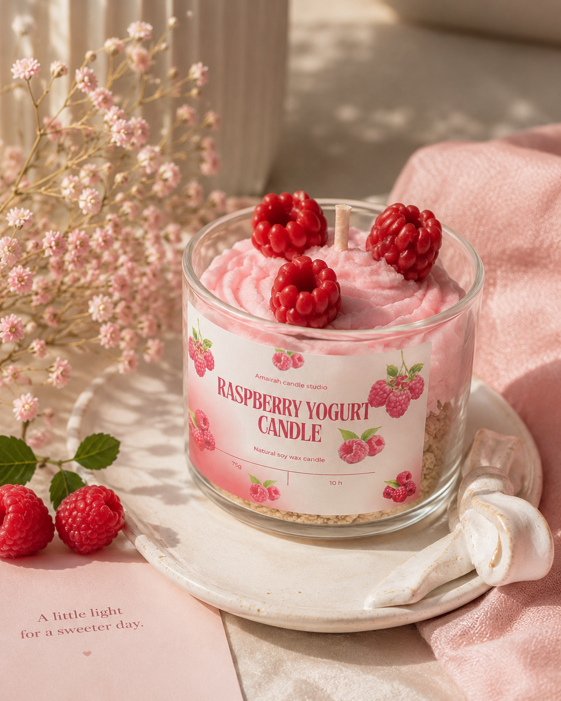 Rasberry yogurt candle