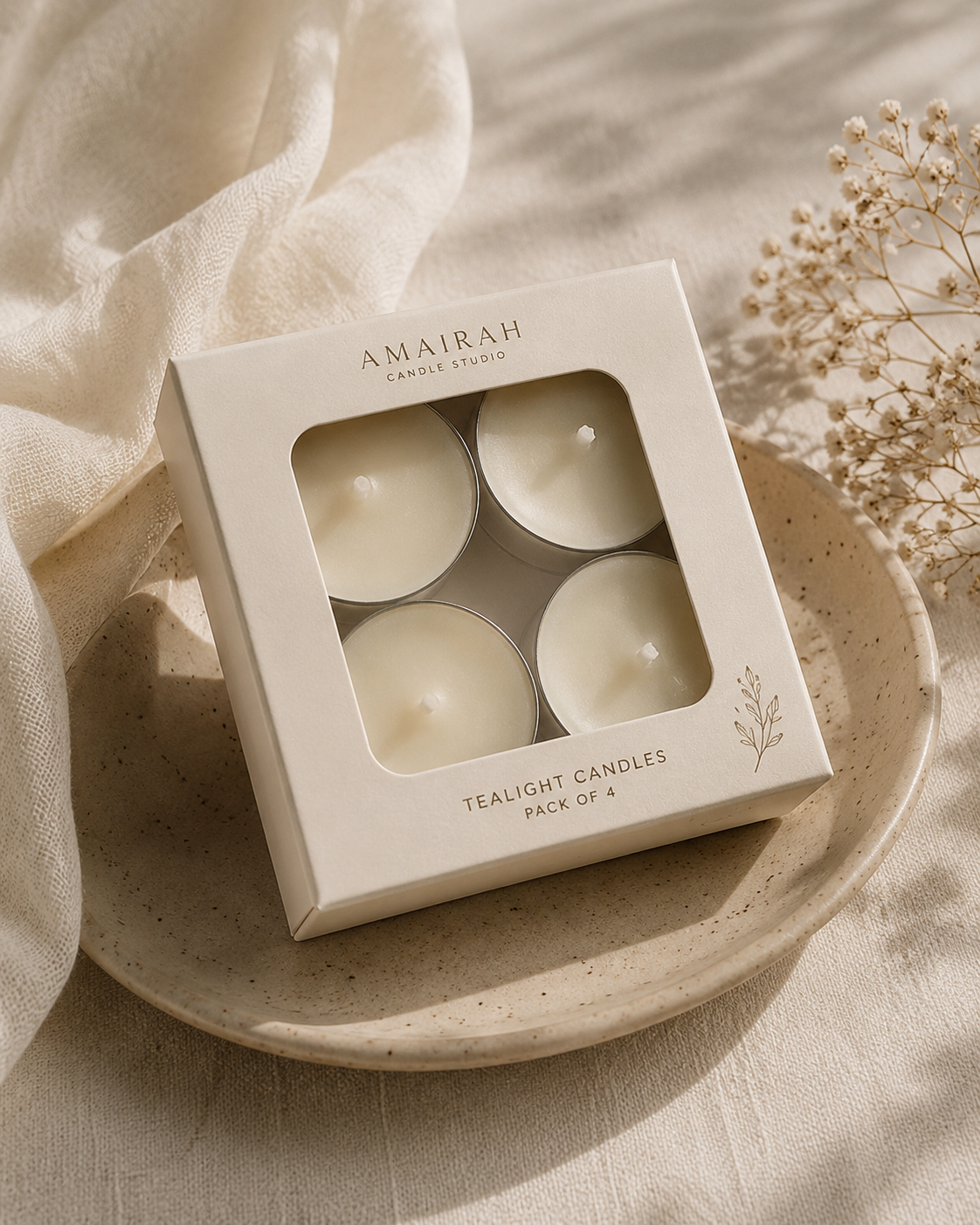Round tealight candles box of 4
