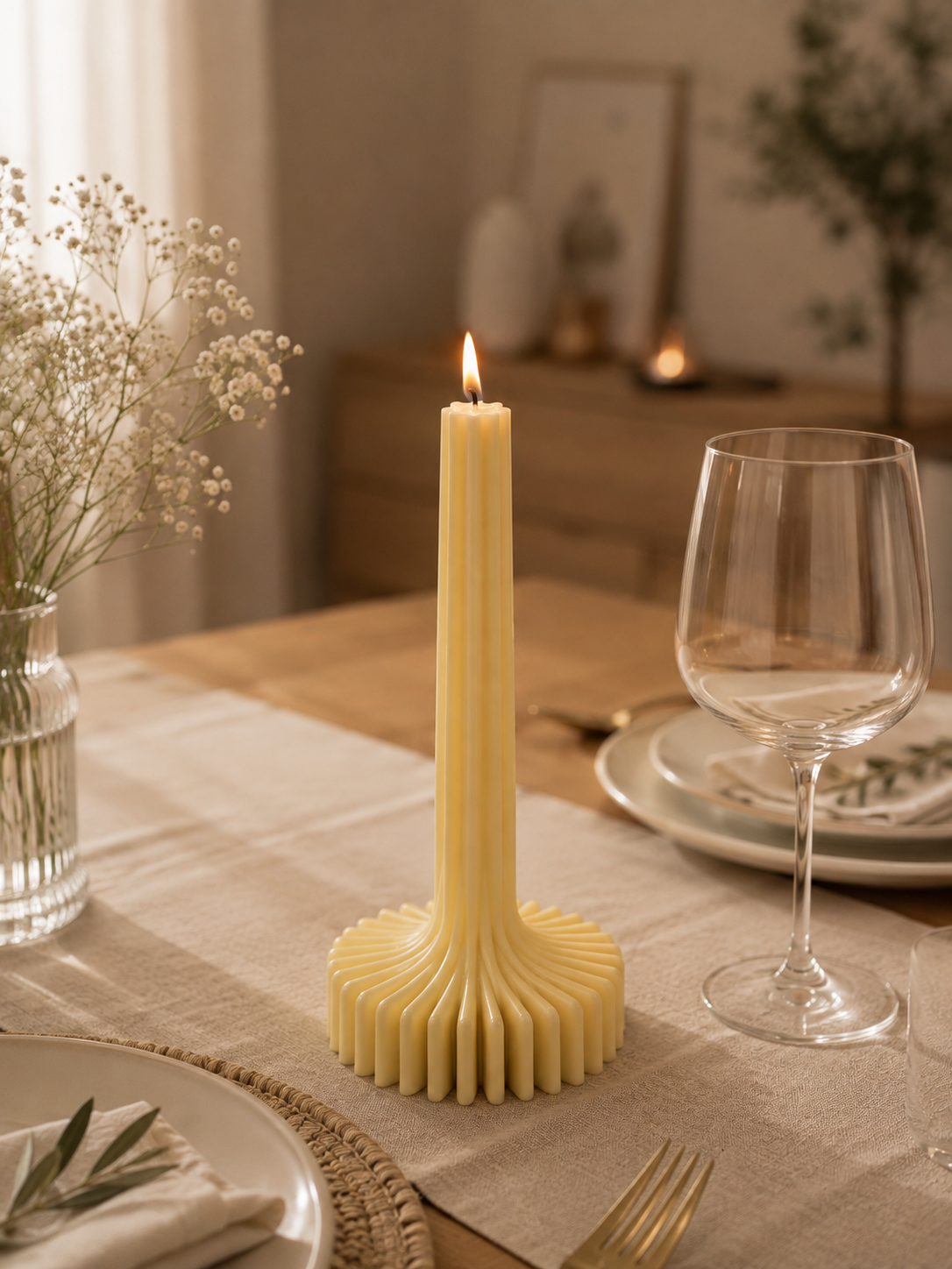 Ribbed Pillar candle