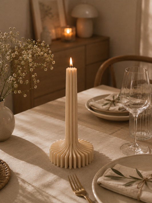 Ribbed Pillar candle