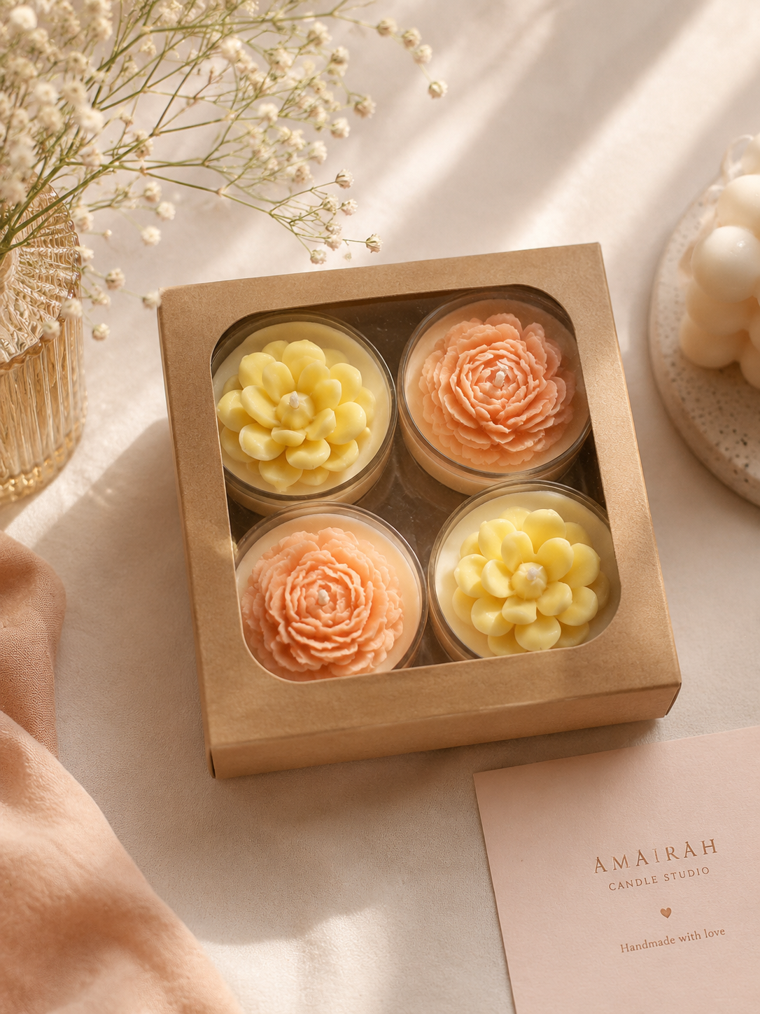 Succulent tealights box of 4