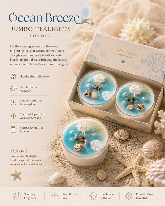 Ocean breeze jumbo tealight- box of 2