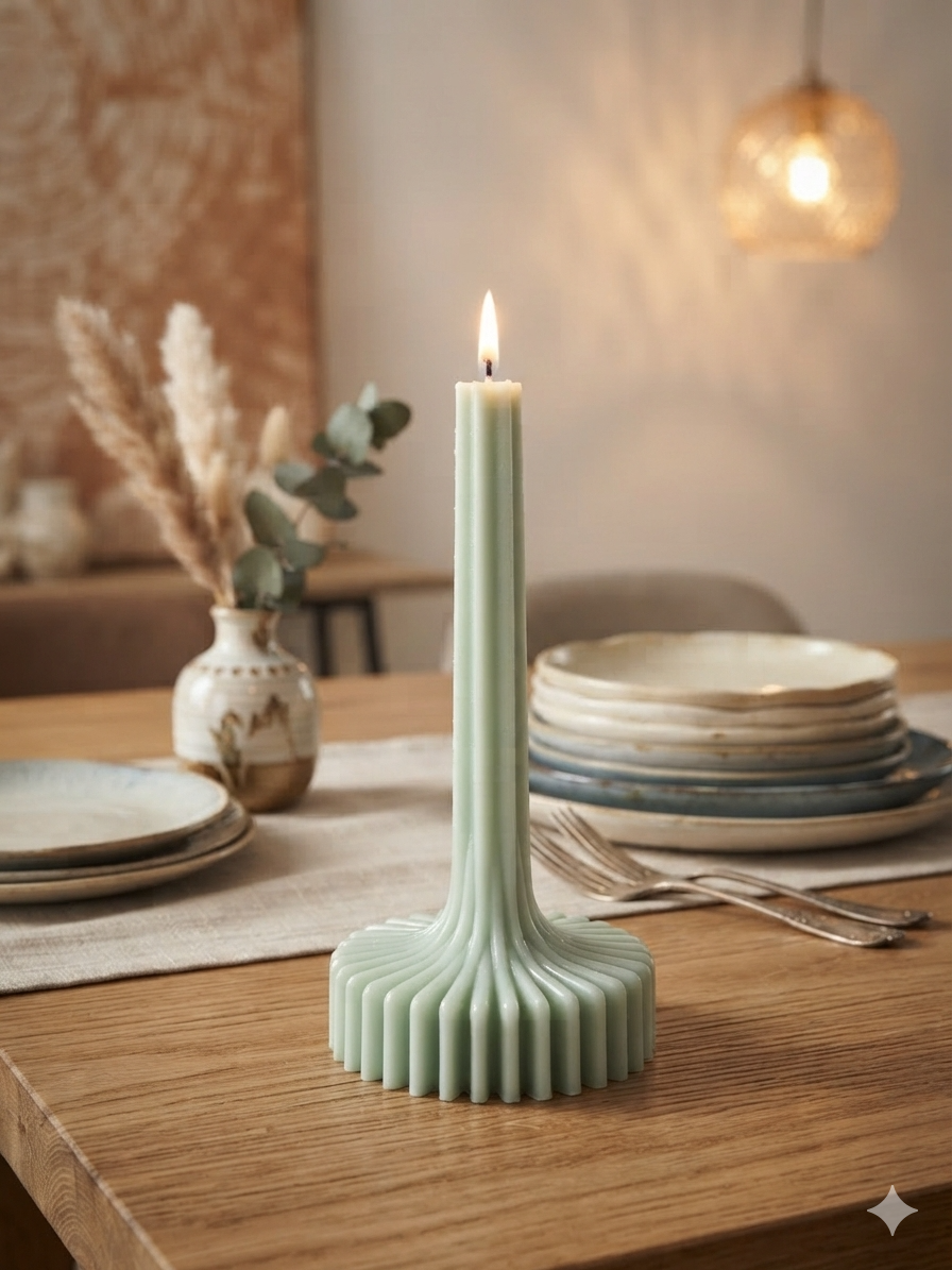 Ribbed Pillar candle
