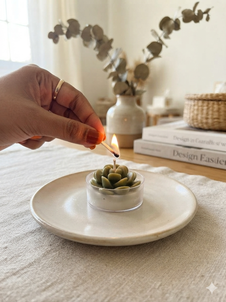 Succulent tealights box of 4